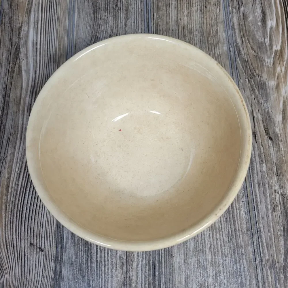 Vintage Universal Potteries Blue Cream Stoneware Ribbed Mixing Bowl Cambridge OH